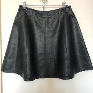 Halogen | Black Faux Leather A-Line Skirt